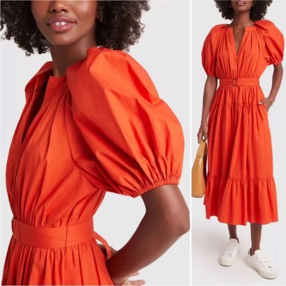 ULLA JOHNSON Josefina Cotton Midi Dress | Size 4 - Picture 2 of 7